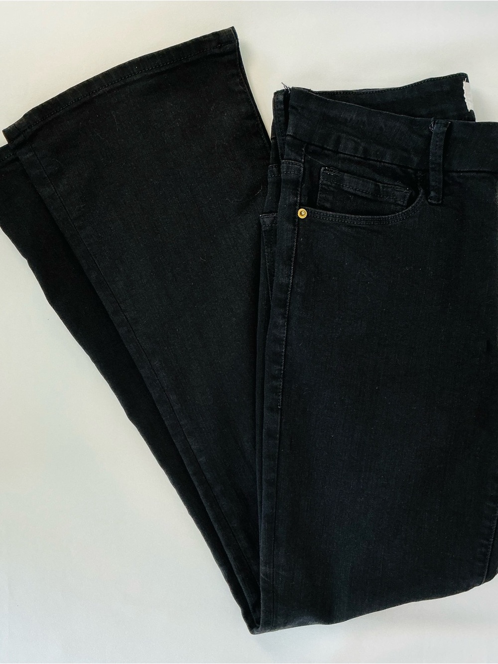 Frame Denim Black Stretch High-Rise Le Crop Mini Boot Flare Jeans - Picture 3 of 9